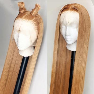 China No shedding& Wholesale Price Honey Blonde Straight Tangle Hair Wig Pre Plucked Lace Front Wig Ombre Lace Wigs For Brazilian Remy Human Hair Color Women Wig for sale