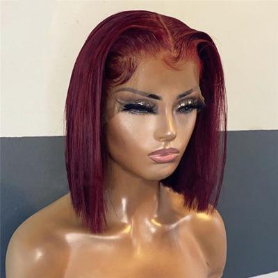 China Straight Lace Front Wig HD Lace Frontal Hair Wigs Bob Wigs Silk Straight 99 J Color Natural Hairline Pre Plucked Wigs For Black Women Dropshipping for sale