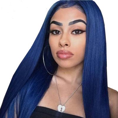 China Bule Silky Straight Wave 13x6 Lace Frontal Wig Hair Dark Color Straight Bob Wig Natural Hairline Pre Plucked Wigs For Black Women Dropshipping for sale