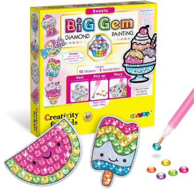 China Ebayro's Big 12-Piece Gem Kids Create Your Own Art Stickers Dream Catchers Magical DIY Big Gem Diamond Painting Kit For Kids for sale