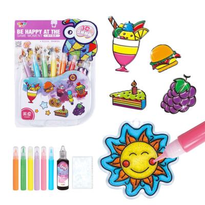 China Pe; pp; paintings; 2022 Color Glue New Products DIY Educational Toys Drawing Toys Window Art 3D Flash Sticky Craft Kit For Children 9011E for sale