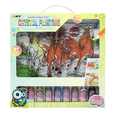 China 2022 EBAYRO DIY Cardboard Painting Drawing Toys Create Your Own Suncatcher And 2 Stickies In 1 Crystal Paint Art Craft DIY Kit For Kids 9034E for sale