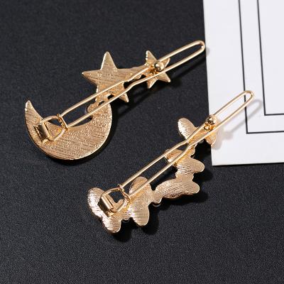 China Fashionable luxury high-grade Korean European and American style butterfly moon star metal hair clip accessories for sale