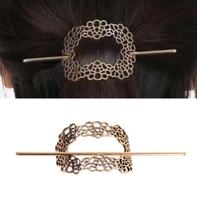 China Vintage European and American Wholesale Metal Hairpin Chinese Style Hair Accessories Hair Hollow Dish for Women for sale