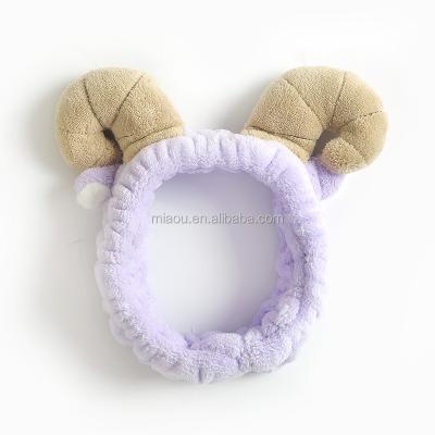 China Casual High Quality Cute Animal Sheep Horn Spa Make Up Headbands For Women for sale