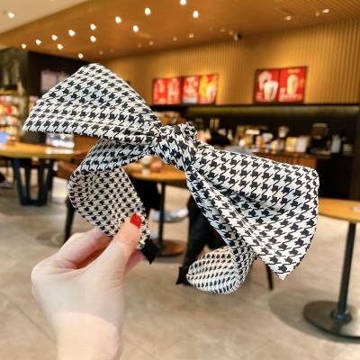 China Make Up New 2022 Fashion Korea Spring Style Grid Bowknot Headbands Yoga Headwrap Women's Hair Bandana Hair Accessories for sale