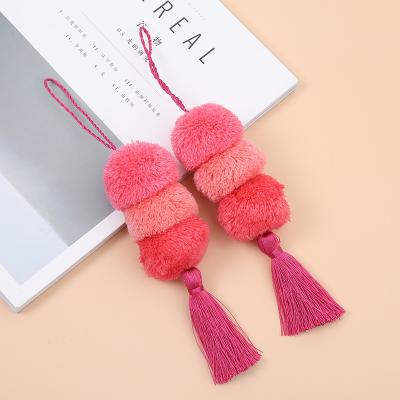 China Casual cashmere pom pom ball tassel twine branch for handbag for sale