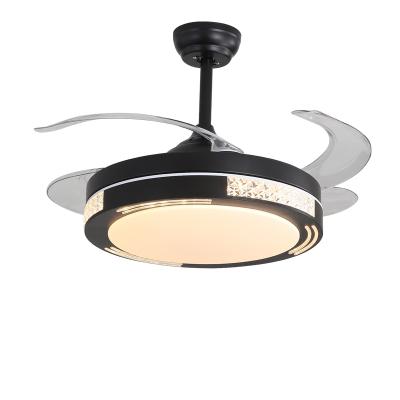 China European Industrial Style High Quality Remote Control Black Living Room Modern Led Ceiling Fan Light for sale