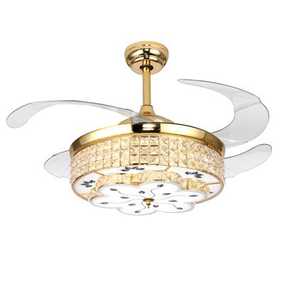 China Crystal Ceiling Fan Crystal Ceiling Fan with 36 42 inch modern light luxury gold fans silver color for home ventilador de techo lights for sale