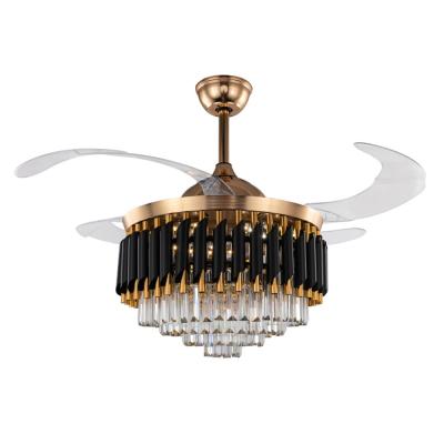 China Crystal Ceiling Fan Modern Lamp Luxury Ceiling Fan With Lights Variable Frequency Fan Lamp for sale