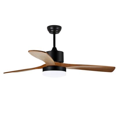 China Modern High Quality Vintage Style Decorative Solid Wood Blades LED Lighting Ceiling Fan With Remote Control for sale