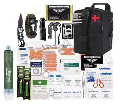 China Remove 99.9999% Emergency Survival Kit Professional Survival Gear Tool First Aid SOS Kit Minimum Bag For Earthquake Backpack With Life Straw for sale