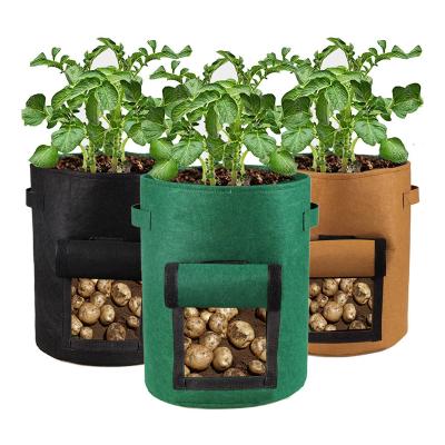 China Breathable Non Woven Fabric Flower Pot Planting Bag Aerated Growing Bag Garden Felt 20 Gallon Vegetable Garden Potato Grow Bag for sale