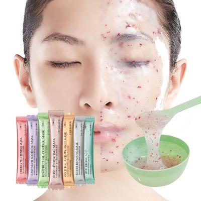 China Organic Hydrate Rose Petal Soft Powder Hyaluronic Acid Whitening Jelly Mask Hydraulic Powder Sachet Moisturizer Face Beauty Mask for sale