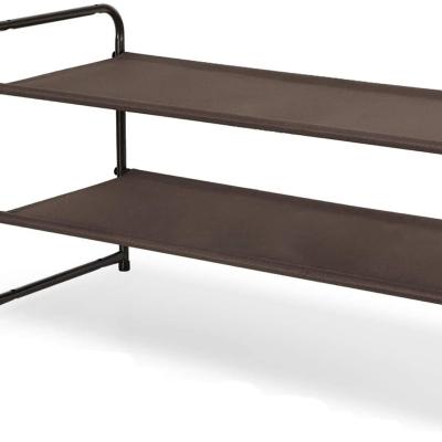 China Stackable Shoe Rack (Height) Adjustable Expandable Adjustable 2 Row Shoe Shelf Storage Rack for sale