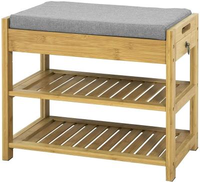 China Bamboo Shoe Rack Bench (Other) 3 Tire Display Storage Home Adjustable Shoeshelf Organizer with Lift Up Top for sale