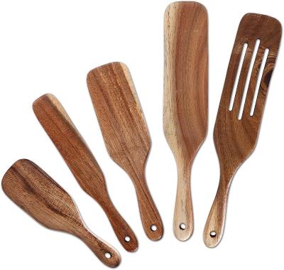 China Sustainable Kitchen Utensils Set 5 Pieces Wooden Spurtle Set Cookware Sets For Cooking Mixture for sale