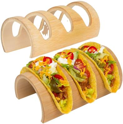 China Sustainable High Quality Tray Bamboo Taco Holder Serving Taco Environmentally Conscious Wood for sale