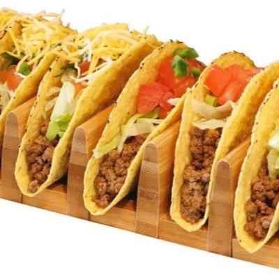 China Viable High Quality Appetizer Tray Eco Friendly Wooden Serving Tray Bamboo Taco Holder for sale