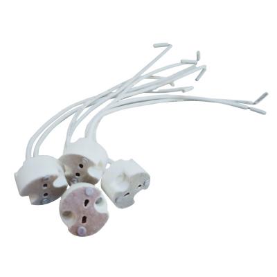 China Hot Sale MR16 Ceramic Screw Lamp Holder Socket With 16cm Wire for sale