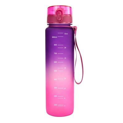 China 1000ml Tritan Viable Plastic Water Bottle With Time Marker for sale