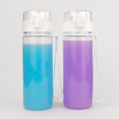 China 500ml 16oz Flip Top Lid Leak Proof Viable Sport Bottle With Time Marker for sale