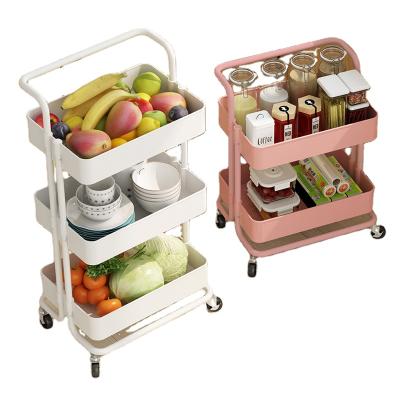 China Wheels Casual Four Tiers Household Kitchen Indoor Rack Dish Furniture Organizer Storage Rack Space Savings for sale