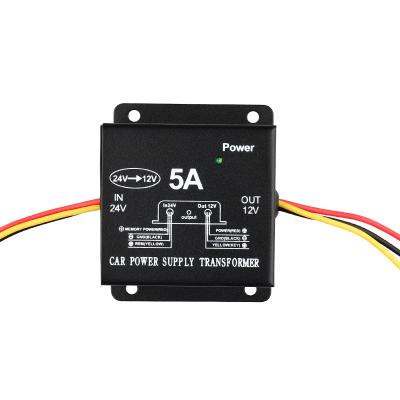 China Wholesale car power 24V step down to dc high power audio 80mm*99mm*42mm car power transformer truck navigation converter 12V5A for sale