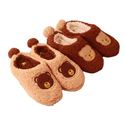 China Plush doll product warm plush slippers plush teddy bear home slippers for kids and adults for sale