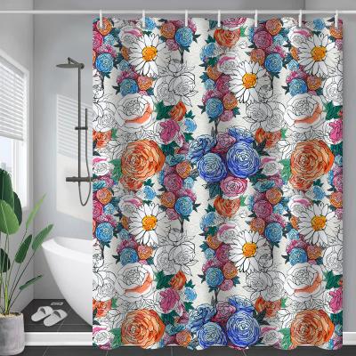 China Sustainable Retro Bathroom Floral Polyester Curtain Waterproof Shower Curtain Can Be Customized According To Customer Requ for sale