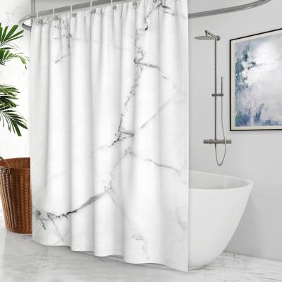 China Durable Bathroom Marble White Polyester Waterproof Hotel Curtain Shower Curtain Can Be Customized In Size And Pattern for sale