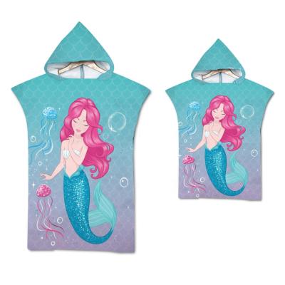 China 2021 Baby Microfiber QUICK DRY Quick Dry Mermaid Hooded Beach Towels Customized Beach Towels for Girls and Boys for sale