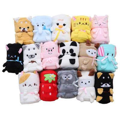 China 2021 Super Soft Wholesale Cheap Baby Rolled Up Cartoon Fleece Plush Blanket Funny Animal Blanket for sale