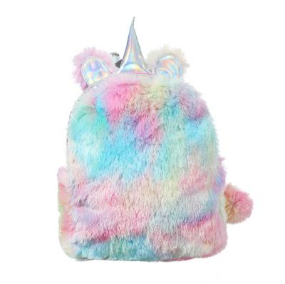 China Eco-friendly Amazon Shoulder Bag Girls Plush Rainbow Backpack Hot Colorful Shiny Unicorn For Kids for sale