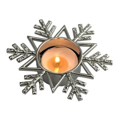 China Luxury Snowflake Home Decoration Rhinestone Christmas Ornaments Tea Light Table Candle Holders for sale