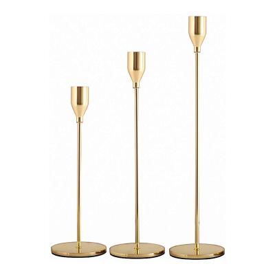 China Home Decoration Set of 3 Wedding Decorative Candlestick Gold Candle Holders for Dining Party for sale