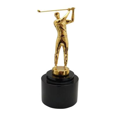 China Plating Gold Wood Metal High Quantity 3D Golf Ball Trophy Base Awards for sale