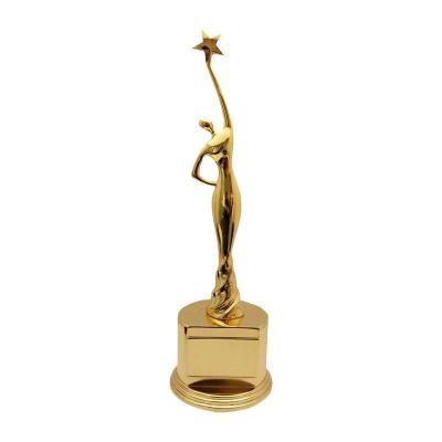 China Metal Gold Plated Big White Cheer Dancing Star Trophy for sale