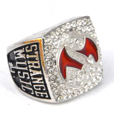 China Red Men's Championship VIP Education OEM Summer Enamel Rings in Silver Plating for sale