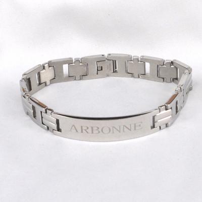 China Mens CLASSIC Customized 12mm Customized Empty Titanium Bracelet Ion Laser Ion ID Name Sports Watch Band for sale