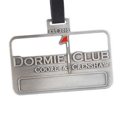 China Golf Club Member Personalized Custom Golf Club Leather Strap Metal Name Bag Tag For School Bag for sale