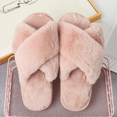 China New Style Plush Slippers Female Lightweight Plush Cutaway Slippers Cotton Casual Warm Slippers for sale