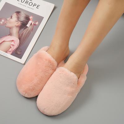 China Fashion Trend Winter Plush Cotton Mop Fur Indoor Warm Slippers Female Baotou Rabbit Fur Shoes Long for sale