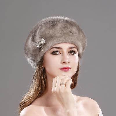 China COMMON Custom Design Cute Women Round Hat Winter Mink Fur Hat for sale