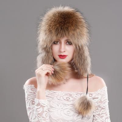 China breathable & High Quality Waterproof Sheepskin Winter Hat Fox Fur Ear Hat For Women for sale