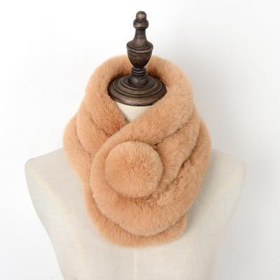 China Wholesale Short Soft Artificial Fur Scarf Women Winter Scarf With Ball for sale