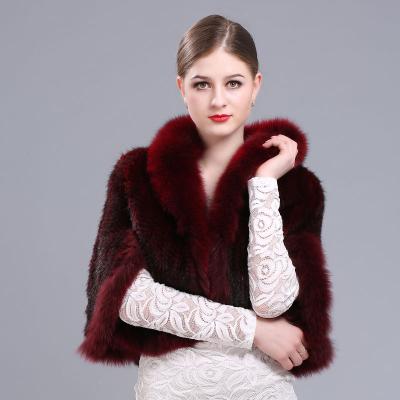 China Mink Fur Customized Otter Woven Women's Shawl Fox Fur Collar Shawl In Various Colors for sale