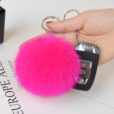 China Real Fur Lovely Rabbit Fur Pom Pom Ball Car Key Chain Wholesale for sale