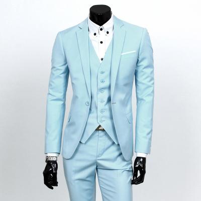 China wholesale hot sale Anti-wrinkle men suits 3pcs blue african men's suit man blazer custom for sale