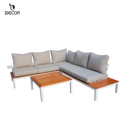 China Fashion Design Garden Furniture Sofa Set Furniture Outdoor Furniture For Texilen PS Aluminum Wood Use 1 Set/2ctns Modern 3 Years Relax NOT DETERMINED for sale